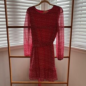 Red and white long sleeved dress